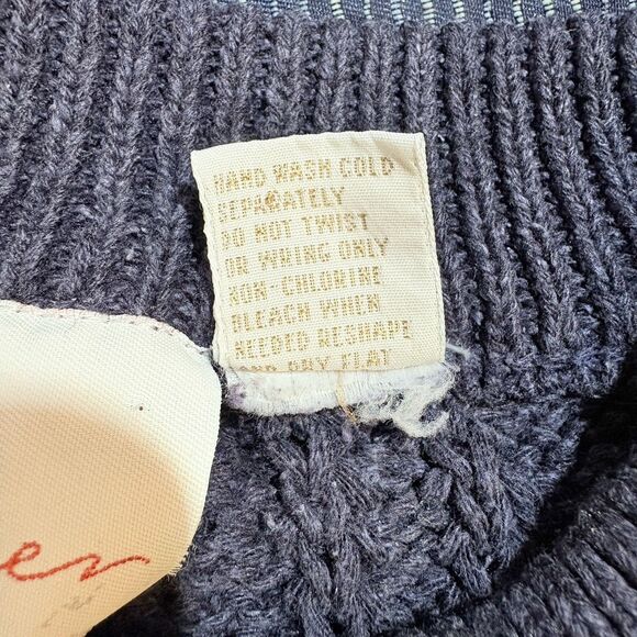 Haberdasher Sweater Women M Navy Cable Knit Silk Blend Classic Preppy Coastal - Picture 7 of 10